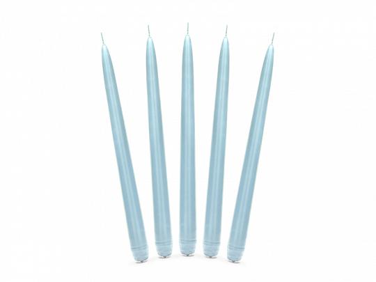 ŚWIECA STOŻKOWA MATOWA BŁĘKITNE 24CM