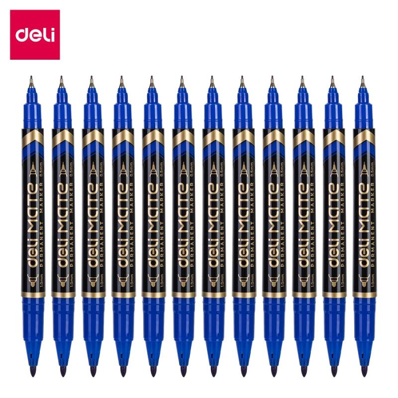 MARKER PERMANENTNY DWUSTRONNY 1,0MM & 0,5MM NIEBIESKI DELI A12