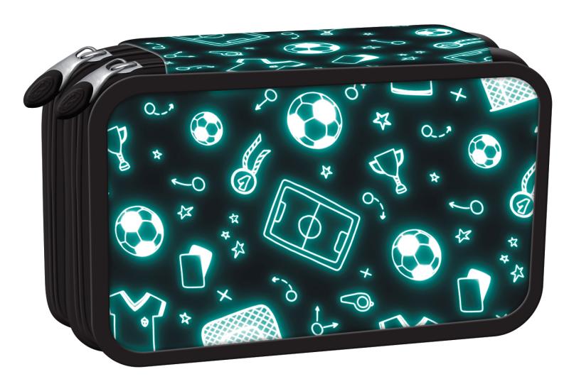 PIÓRNIK PODWÓJNY Z WYPOSAŻENIEM NEON FOOTBALL STRIGHT PC-04