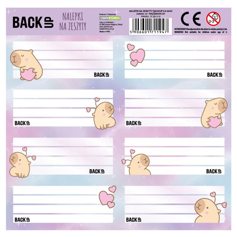 NAKLEJKI NA ZESZYTY BACKUP 8 A 04 A25