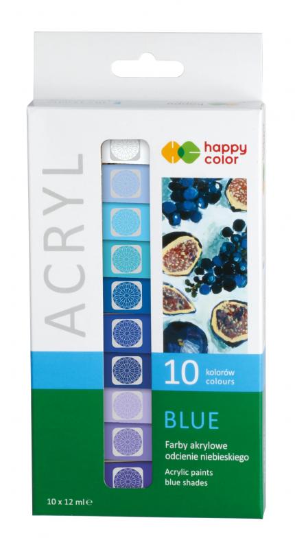 FARBY AKRYLOWE 10X12ML ODCIENIE NIEBIESKIEGO HAPPY COLOR