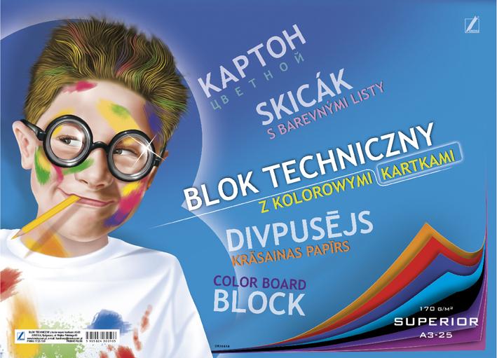 BLOK TECHNICZNY A3/25 KOLOR SUPERIOR 170G KRESKA