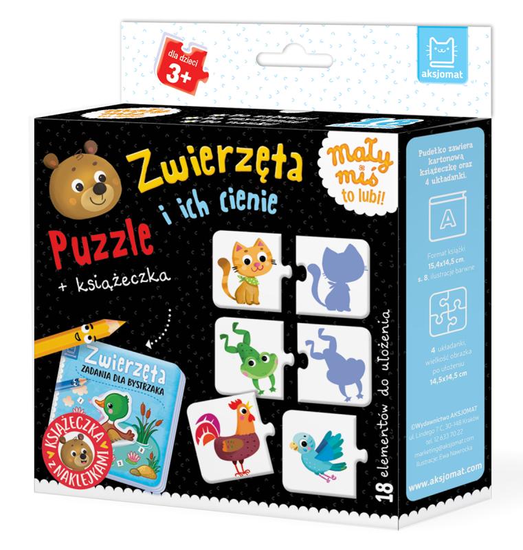 KSIĄŻECZKA ZWIERZĘTA I ICH CIENIE.PUZZLE+KSIĄŻECZKA.MAŁY MIŚ TO LUBI! 3+