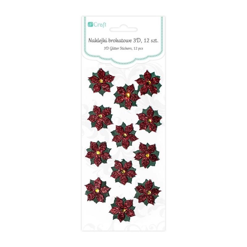 NAKLEJKI BROKATOWE 3D POINSETTIA A/18