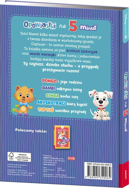 KSIĄŻECZKA DISNEY MALUCH. OPOWIASTKI NA 5 MINUT CZYTA TATA SŁUCHAM JA
