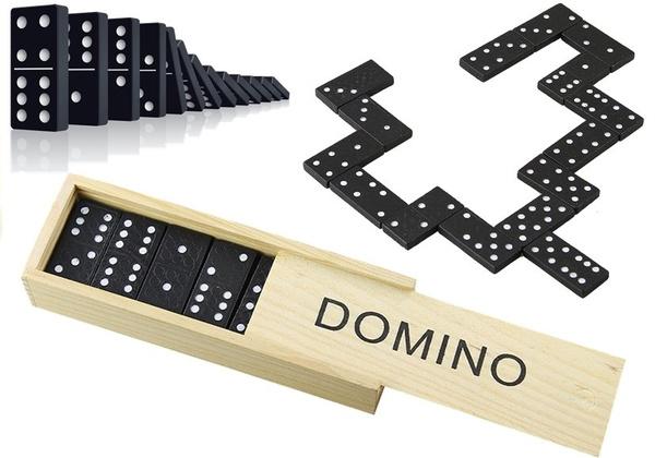 GRA DOMINO W DREWNIANYM PUDEŁKU 28 ELEMENTÓW
