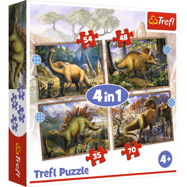 PUZZLE 4W1 TREFL CIEKAWE DONOZAURY