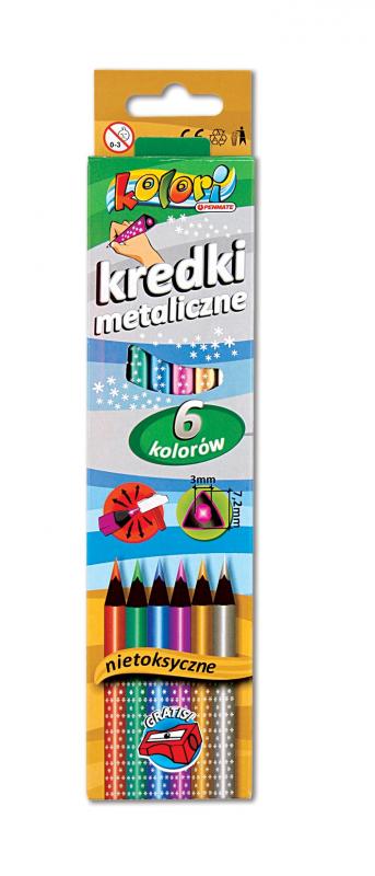 KREDKI 6 TRÓJKĄTNE METALICZNE PREMIUM