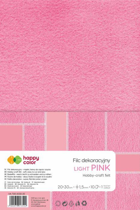 FILC DEKORACYJNY 20X30CM J.RÓŻOWY 1,5MM A10 HAPPY COLOR