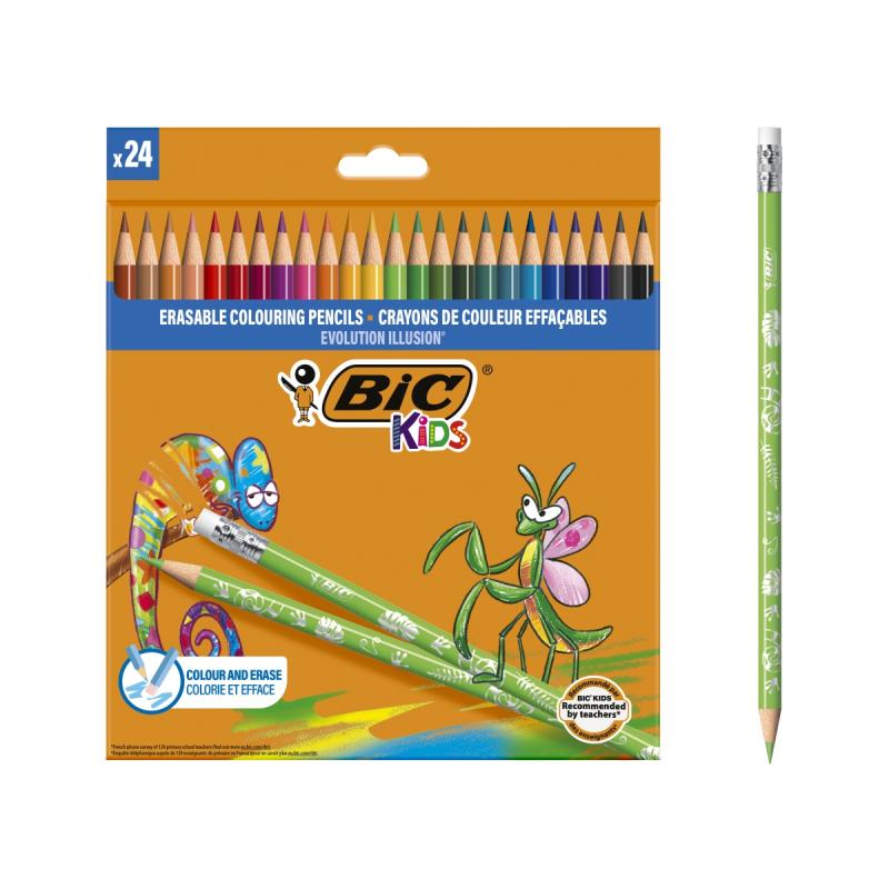 KREDKI 24 BIC WYMAZYWALNE Z GUMKĄ
