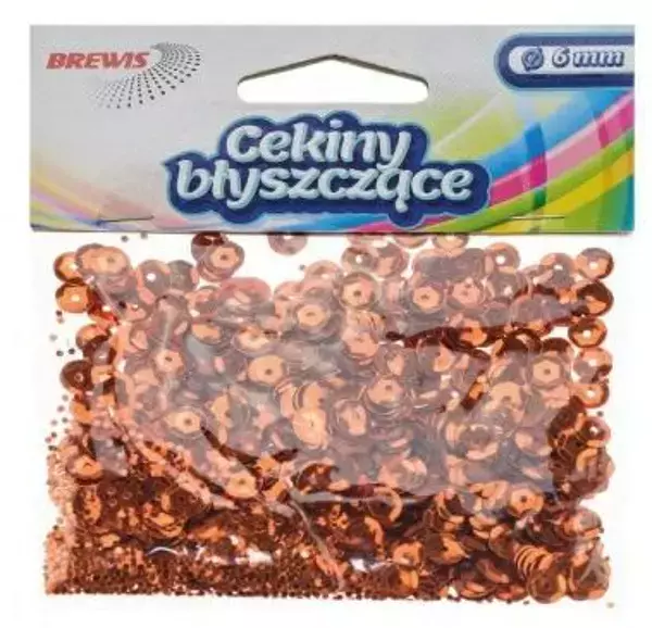 CEKINY BŁYSZCZĄCE 6MM 10G MIEDZIANY B150