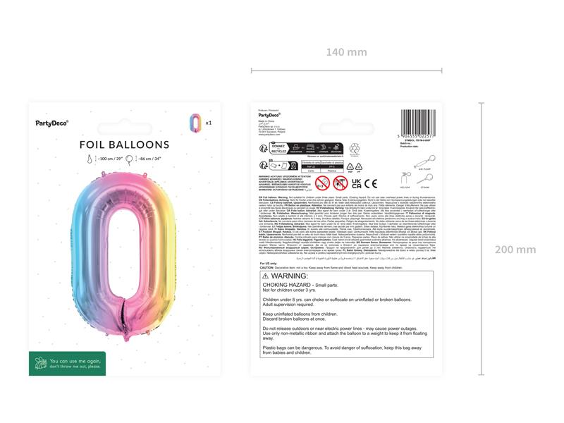 BALON FOLIOWY 0 86CM PASTELOWY TĘCZOWY
