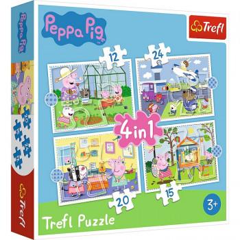 PUZZLE 4W1 TREFL WSPOMNIENIA Z WAKACJU-ŚWINKA PEPPA