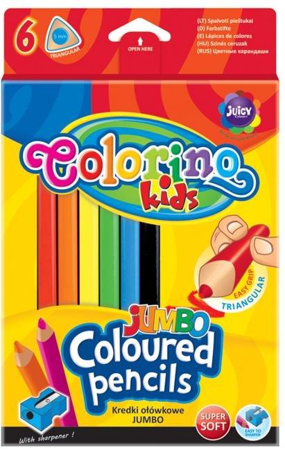 KREDKI OŁÓWKOWE 6 COLORINO TRÓJKĄTNE JUMBO + TEMP