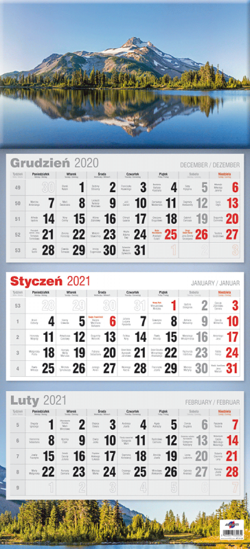 KALENDARZ TRÓJDZIELNY PŁASKI 2027