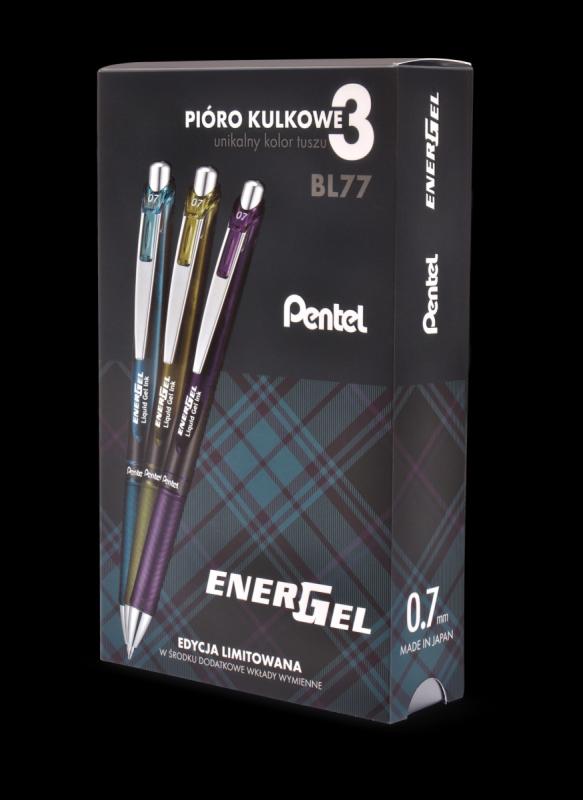 PIÓRO KULK.PENTEL KPL 3SZT.+WKŁADY LR7 3SZT