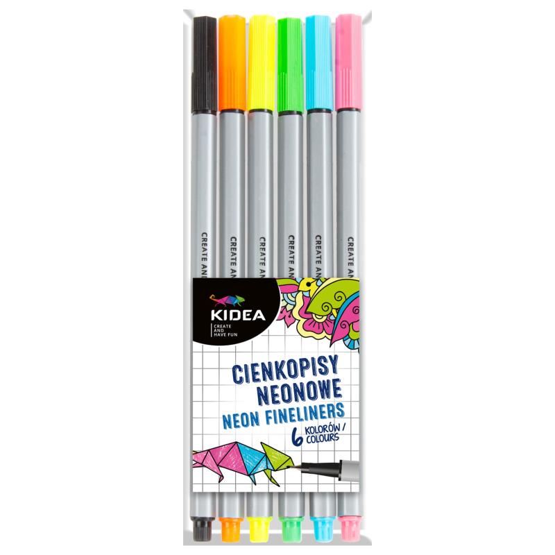 CIENKOPISY NEONOWE 6 KOLORÓW KIDEA