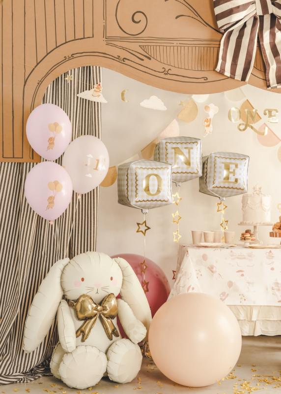 BALONY 30CM MYSZKI Z CYFERKĄ 1 BLADY RÓŻ A/50