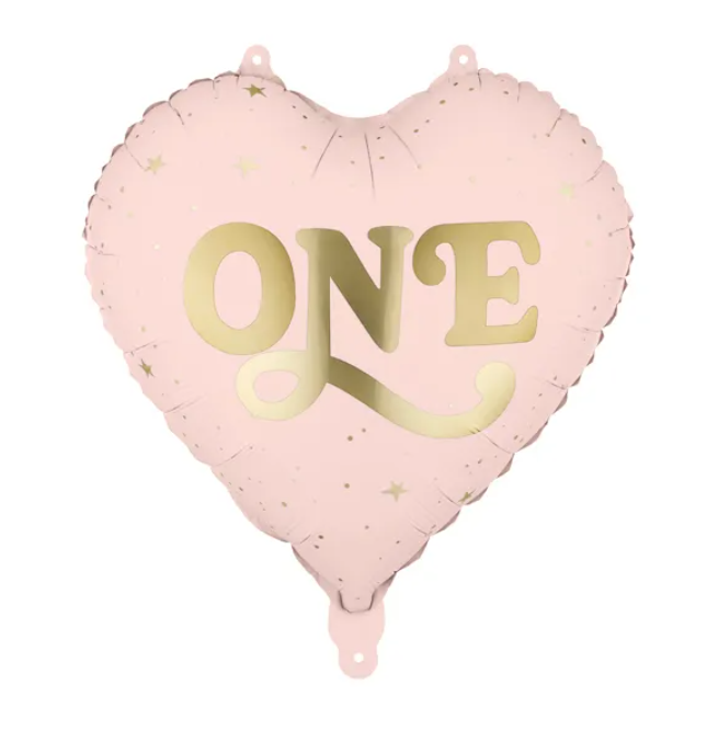 BALON FOLIOWY SERCE ONE 45CM JASNY RÓŻOWY WALENTYNKI