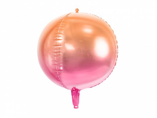 BALON FOLIOWY KULA OMBRE RÓŻ-POMAR. 35CM