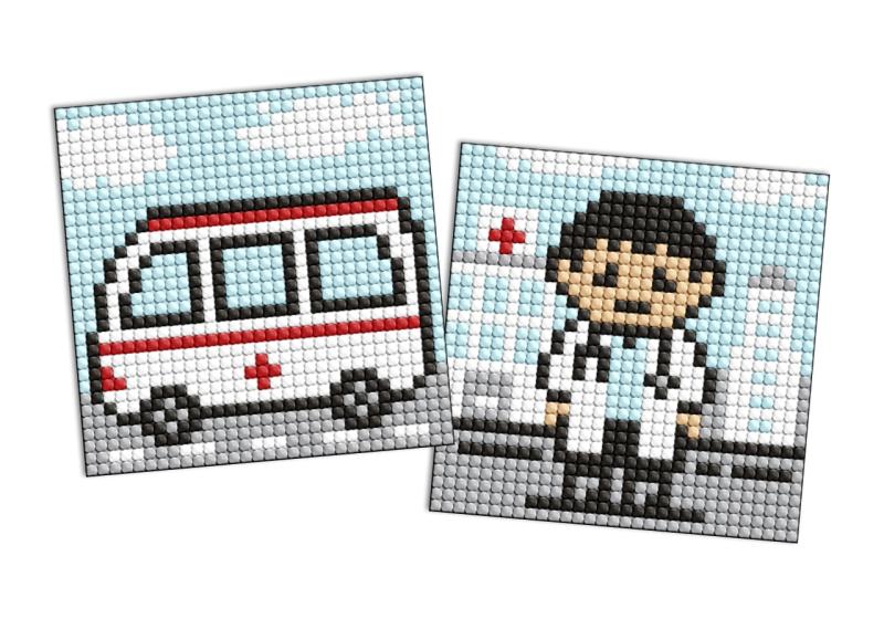 ZESTAW DO MOZAIKI DIAMENTOWEJ KIDS NA SAMOPRZYLEPNEJ PODSTAWIE ZAWODY LEKARZ 9X9CM