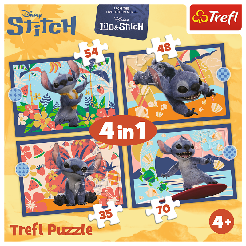 PUZZLE 4W1 TREFL WAKACJE NA HAWAJACH STITCH