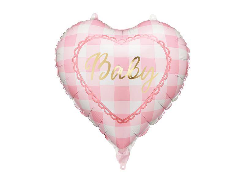 BALON FOLIOWY SERCE BABY 35CM JASNY RÓŻOWY