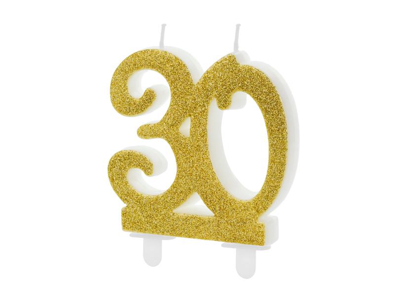 ŚWIECZKA 30 ZŁOTY BROKAT