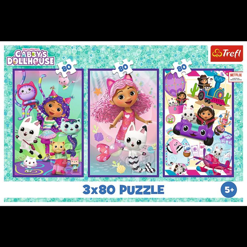 PUZZLE 3X80 TREFL KOLOROWE DNI GABBY