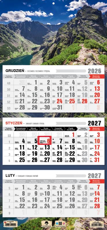KALENDARZ TRÓJDZIELNY KT-1 PŁASKA GŁÓWKA 2027