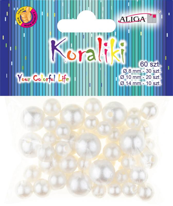 KORALIKI PLASTIKOWE PERŁOWE MIX ROZMIARÓW A/60 PJ-6294