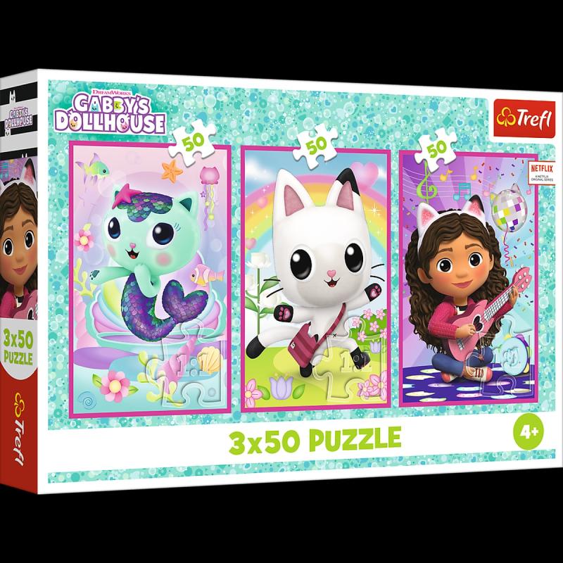 PUZZLE 3X50 TREFL POZNAJ GABBY I KOTKI