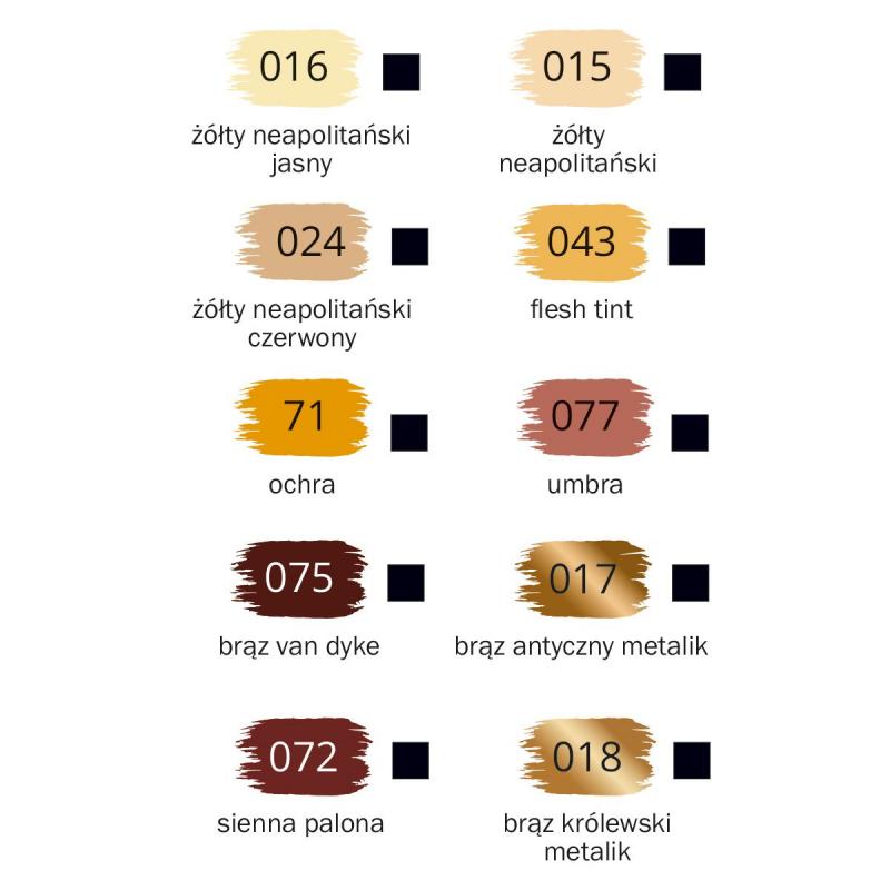 FARBY 10 AKRYLOWE ODCIENIE BRĄZU 12ML GDD