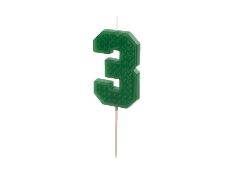 ŚWIECZKA CYFERKA 3 ZIELONY 6CM