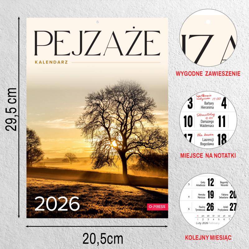 KALENDARZ ŚCIENNY A4 PEJZAŻE AREX