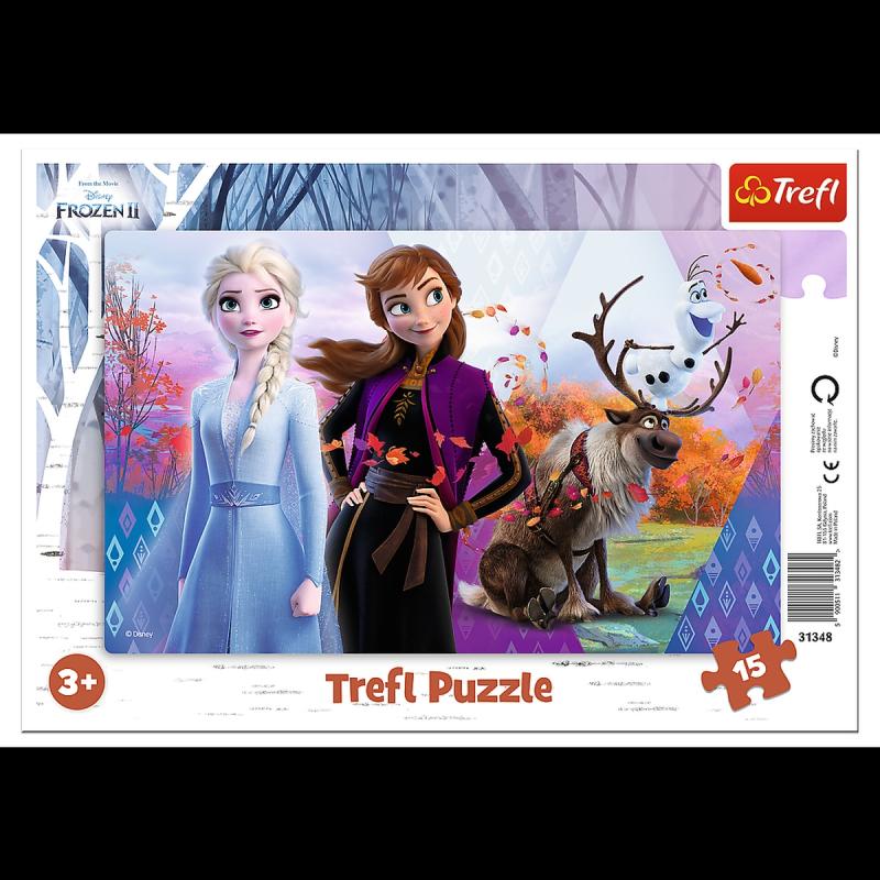 PUZZLE 15 TREFL RAMKOWE UKŁADANKI KSZTAŁTOWE MAGICZNY ŚWIAT ANNY I ELSY