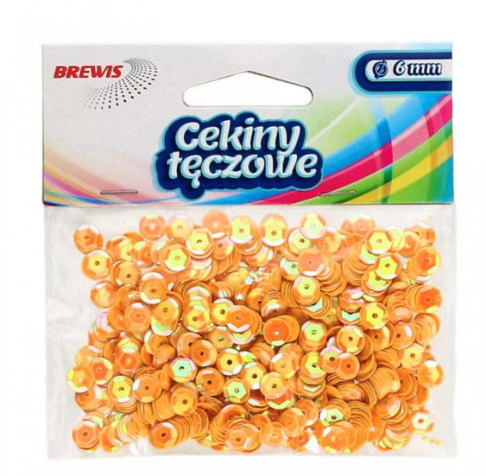 CEKINY TĘCZOWE 6MM ŻÓŁTY