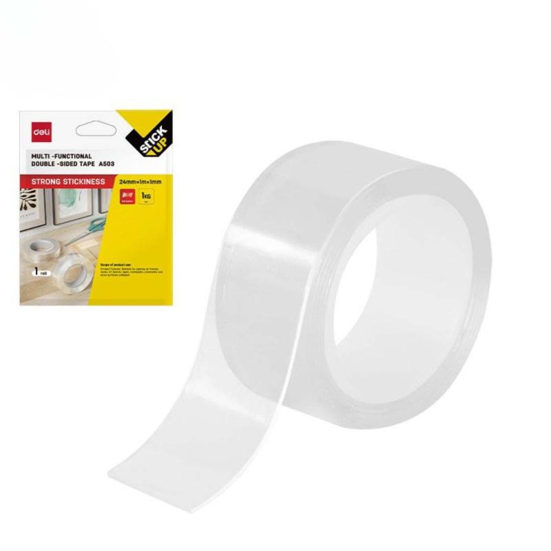 TAŚMA DWUSTRONNA WIELOFUNKCYJNA TRANSPARENTNA 1MM*24MM*1M DELI