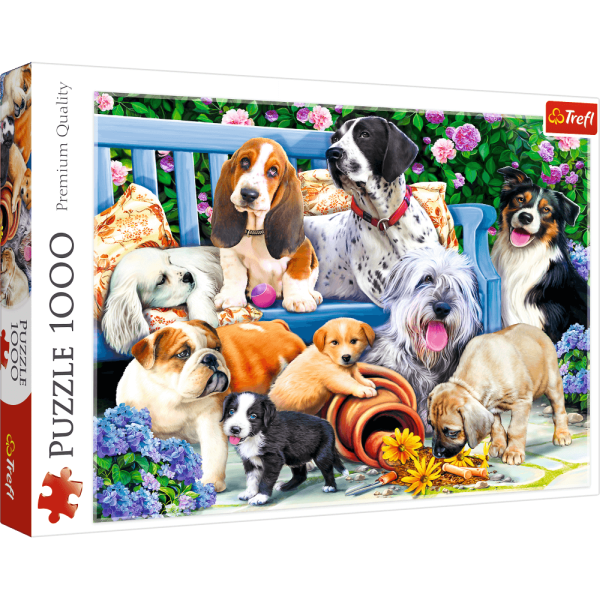 PUZZLE 1000 TREFL PSY W OGRODZIE