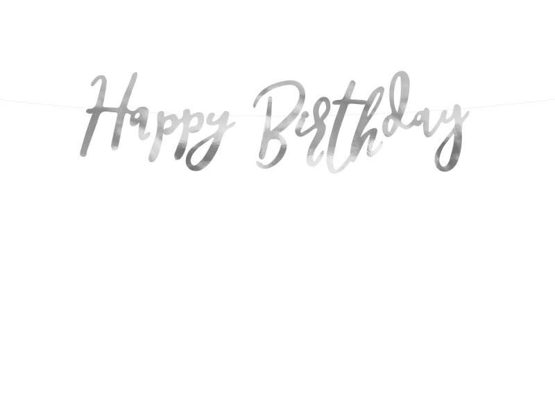 BANER HAPPY BIRTHDAY SREBRNY 62CM