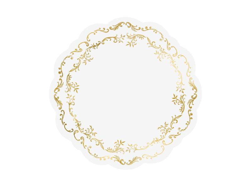 PODKŁADKI POD TALERZE ZŁOTY ORNAMEN BIAŁE 35,5CM