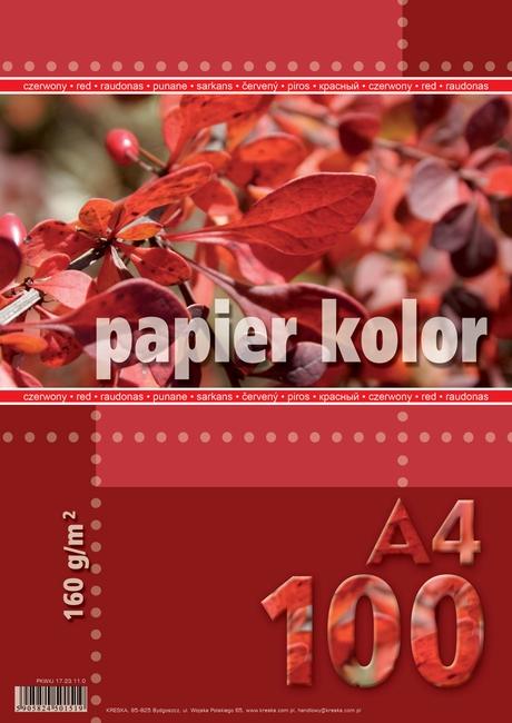 PAPIER KS.A4/100 160G CZERWONY KRESKA