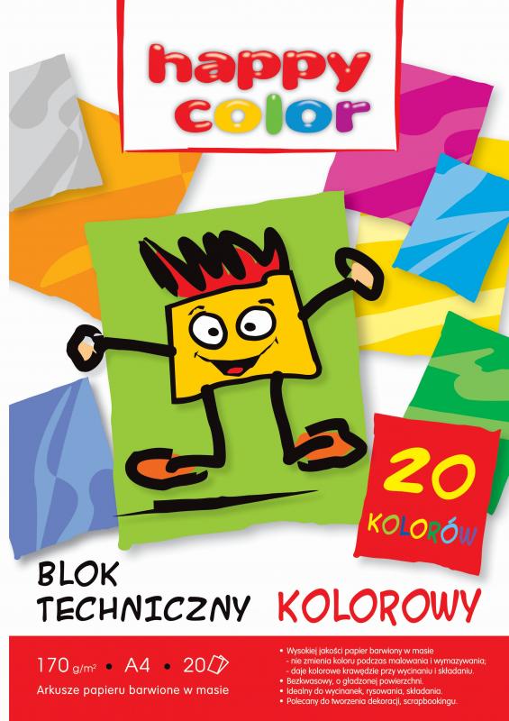 BLOK TECHNICZNY A4/20 KOLOR 170G HAPPY COLOR