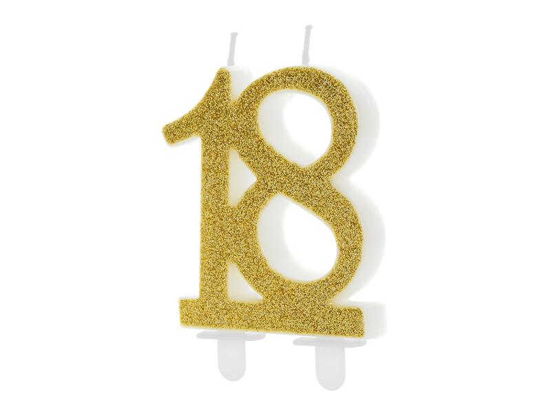 ŚWIECZKA 18 ZŁOTY BROKAT