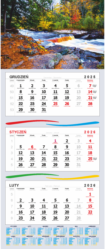 KALENDARZ TRÓJDZIELNY DARRIUES OBRAZEK TWARDY- KTR1 NA SZARYM KARTONIKU
