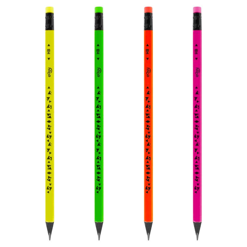 OŁÓWEK EASY Z GUMKA A/48 FLUO
