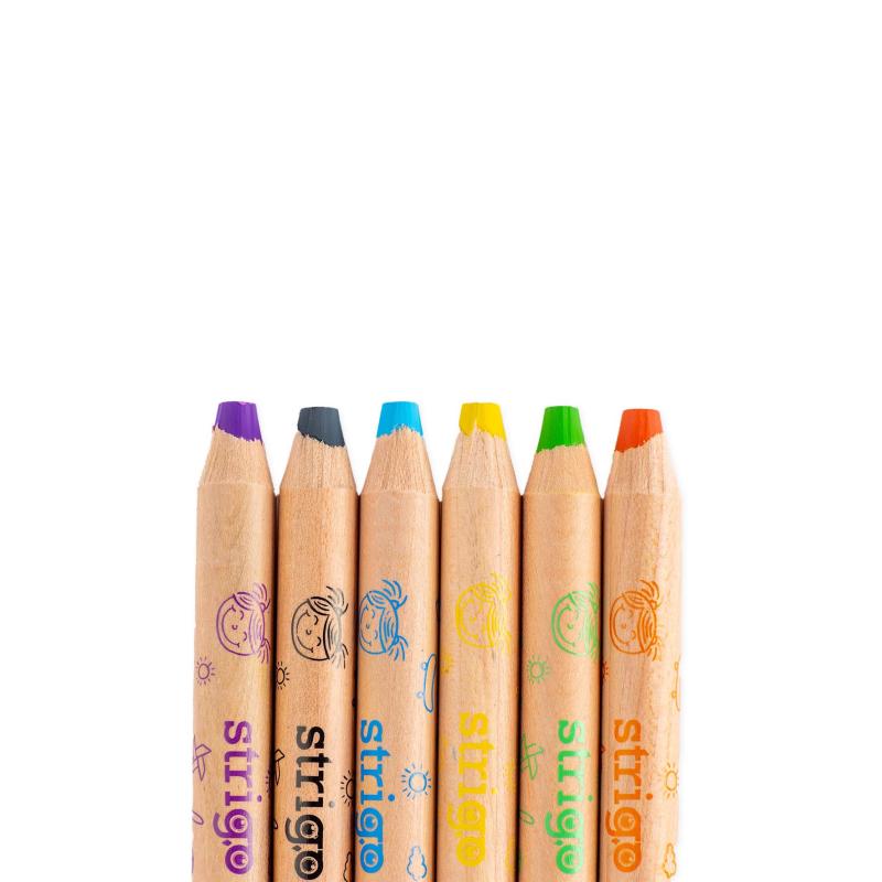 KREDKI 6 JUMBO KAPIBARA W DREWNIANEJ OPRAWIE GRAFIT 8 MM STRIGO
