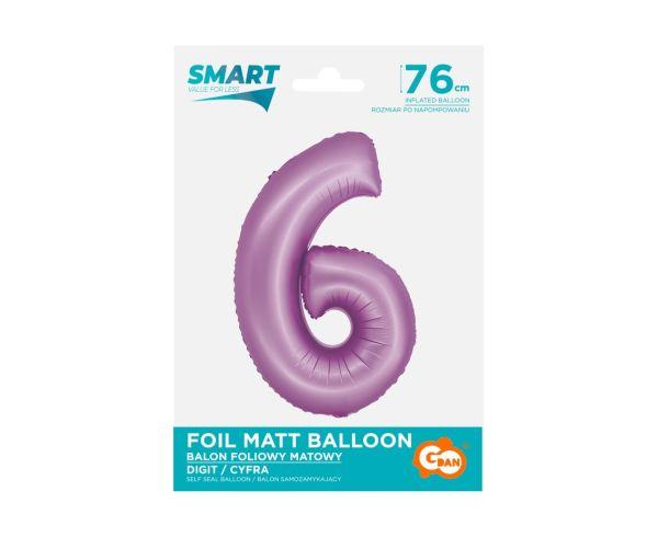 BALON FOLIOWY SMART CYFRA 6 LAWENDA MAT 76CM