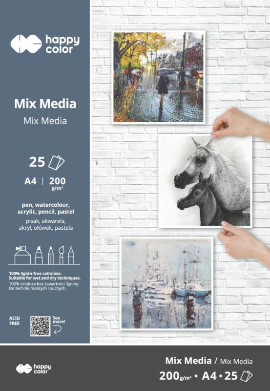 BLOK MIX MEDIA ART A4/25 200G HAPPY COLOR