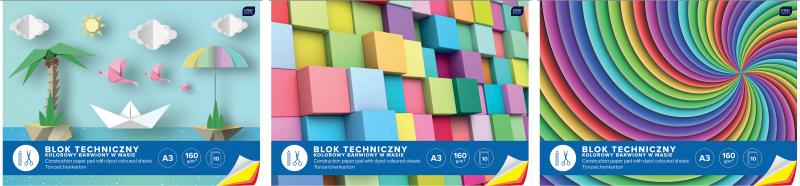 BLOK TECHNICZNY A3/10 KOLOROWY 160G INTERDRUK